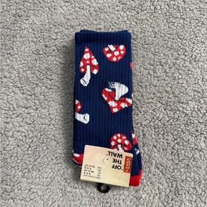 Vans Crew Socks Mens Womens 6.5-9 Blue Red Mushrooms Shrooms All Over Print New